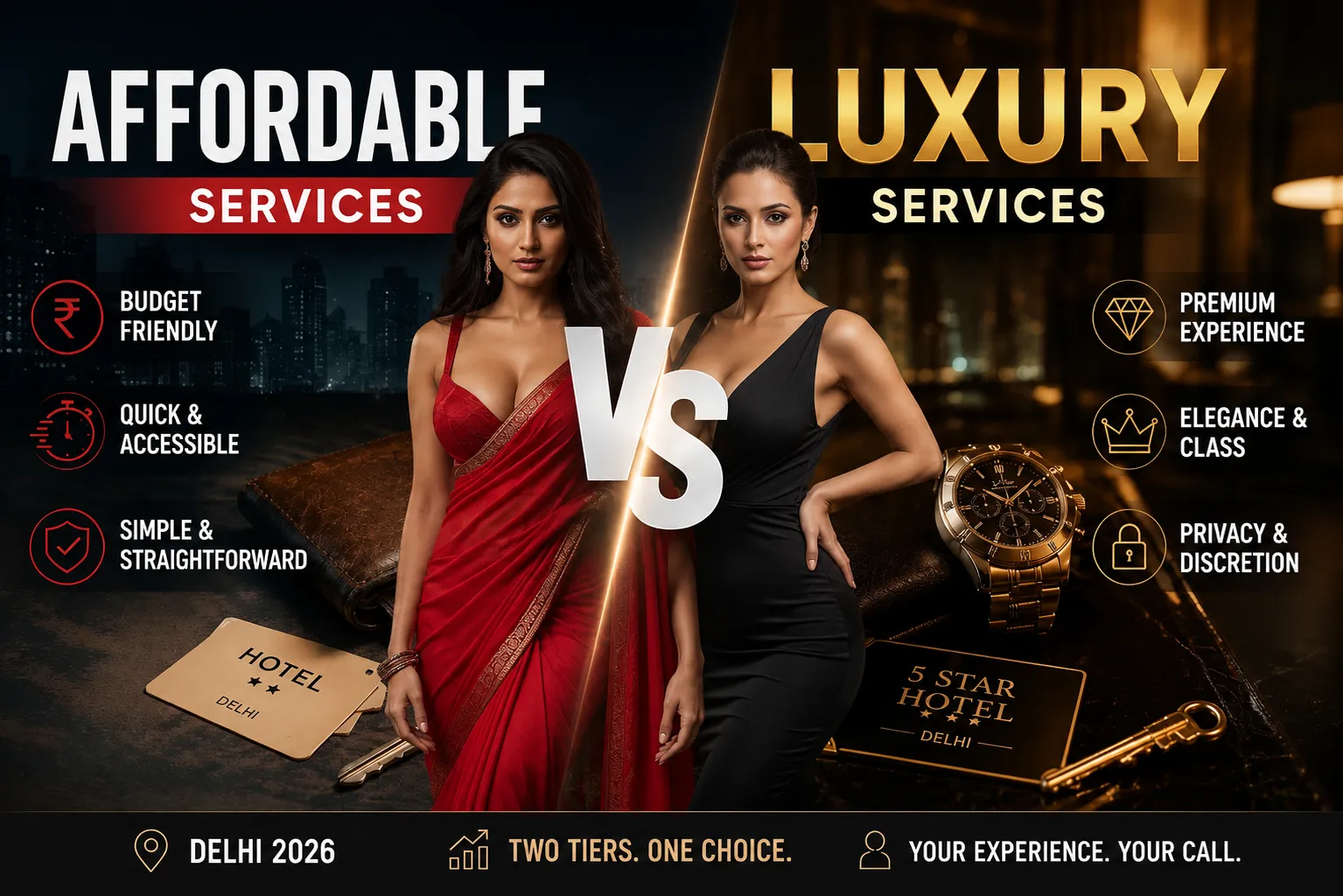 Affordable vs Luxury Escort Services in Delhi NCR – Price Comparison 2026